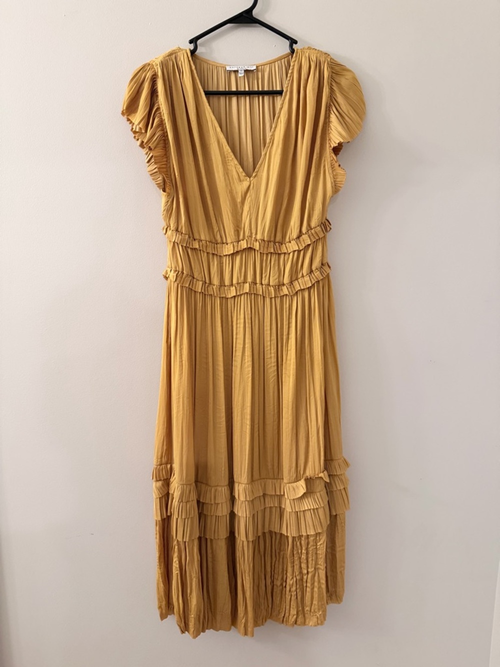 Current Air Mustard Tiered Midi Dress